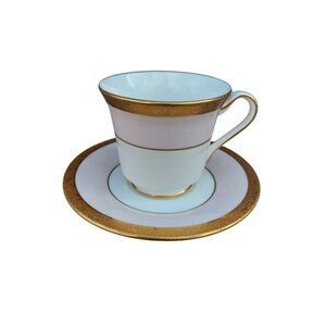 Mary Kay Cosmetics 40th Anniversary Pink & Gold Trim Teacup & Saucer